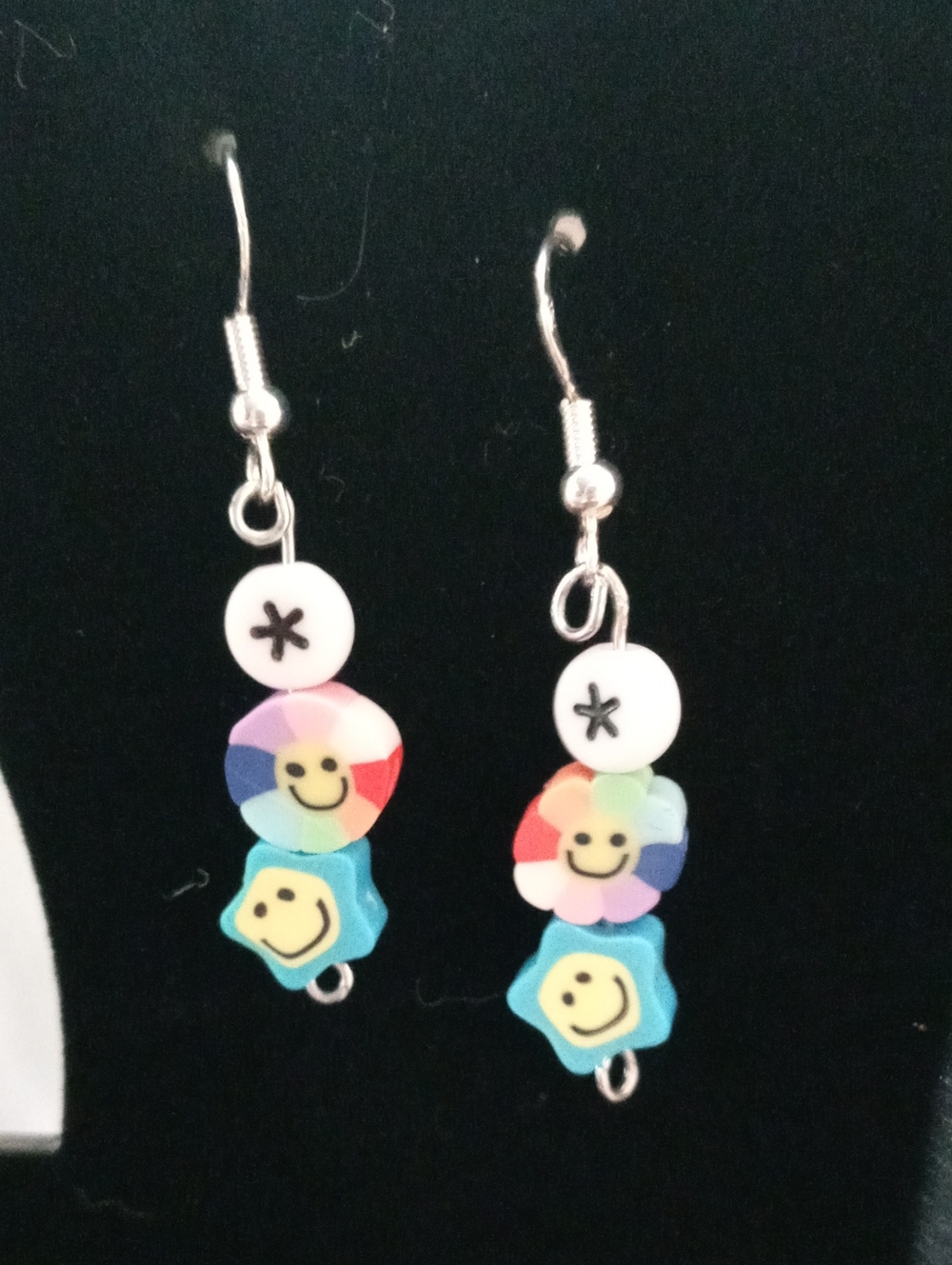 Cute Multicolor Smiley Flower & Star Kids Dangle Earrings